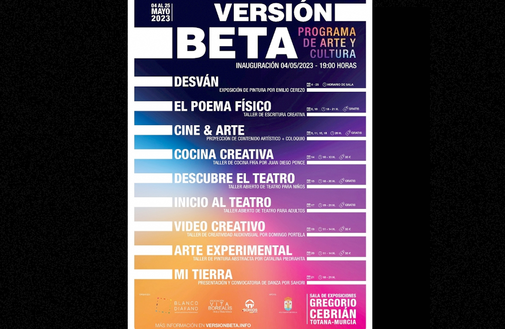 El programa cultural y artístico “Versión Beta” se extenderá hasta el 25 de mayo